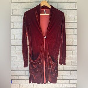 Homefrocks Long Crushed Velvet Silk Duster Cardigan Small Hippie Boho Handmade